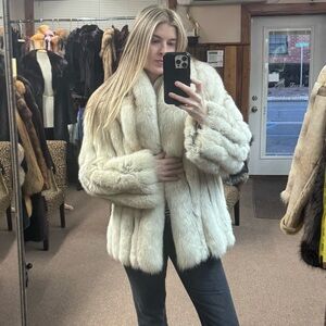 Saga furs Women's blue fox Fur Coat - S